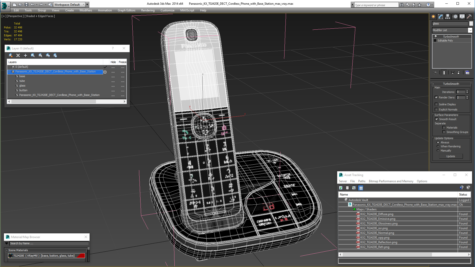 3D Panasonic KX TGJ420E DECT Cordless Phone with Base Station model