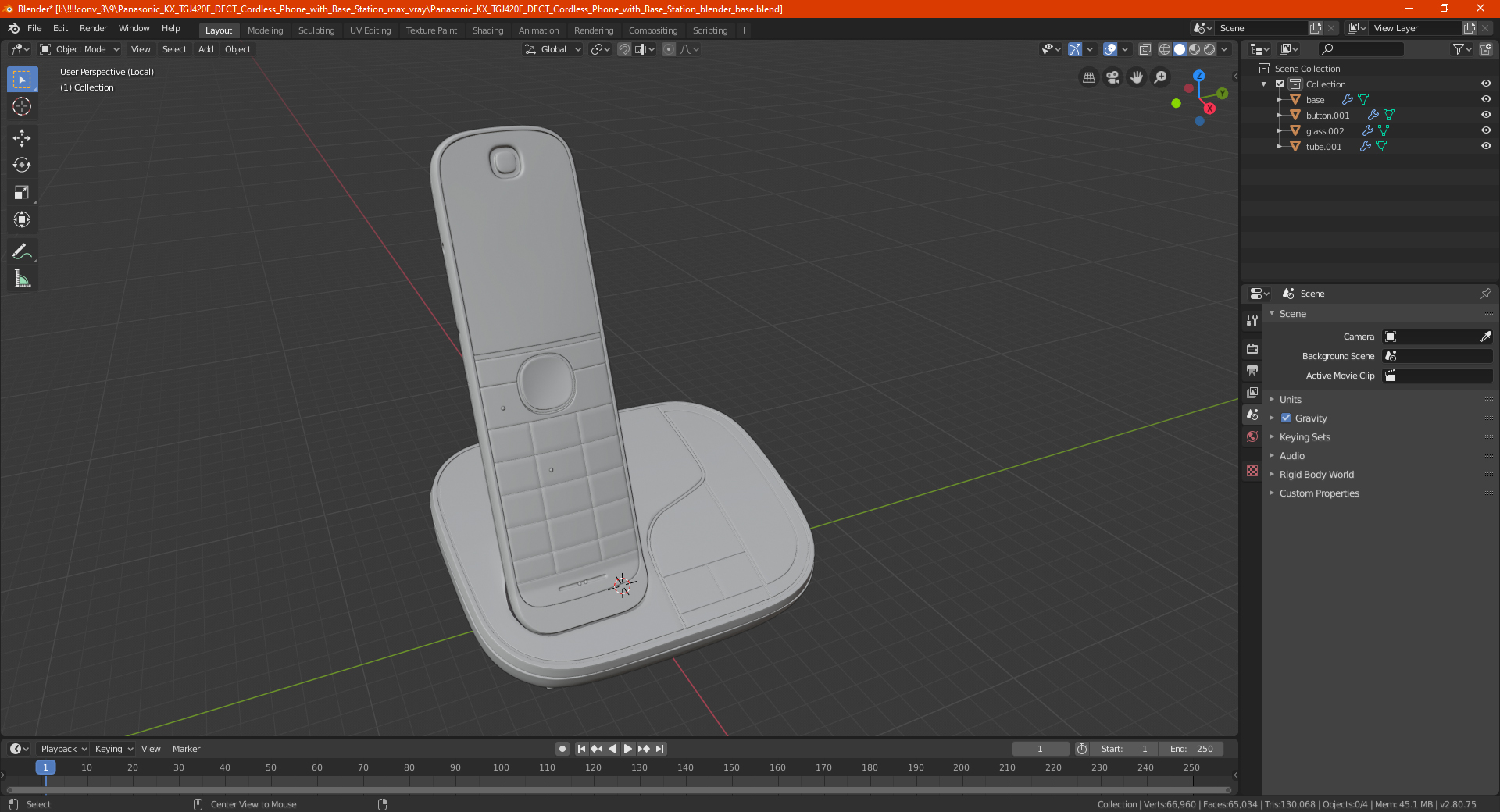 3D Panasonic KX TGJ420E DECT Cordless Phone with Base Station model