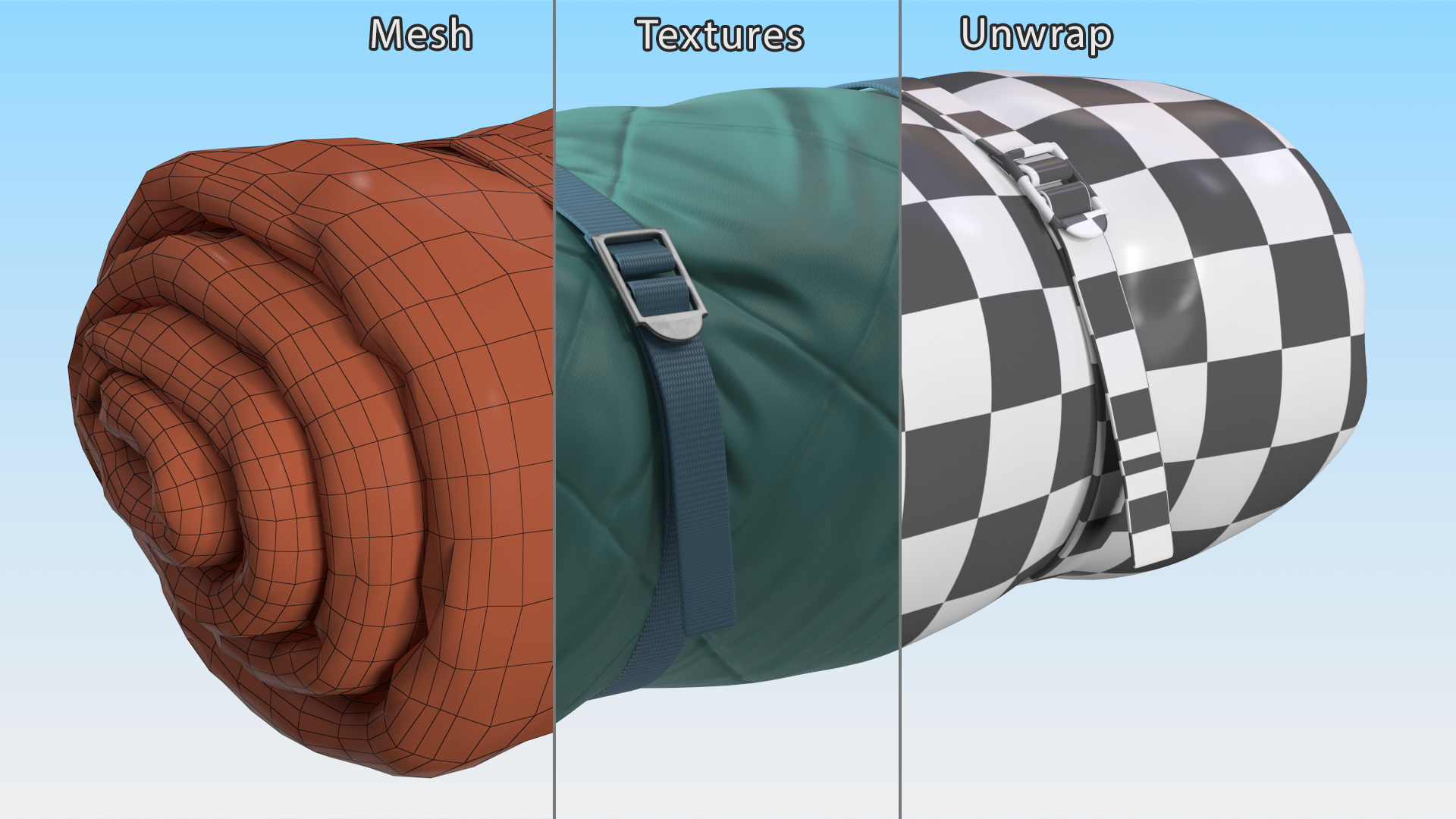 Rolled Up Sleeping Bag 3D