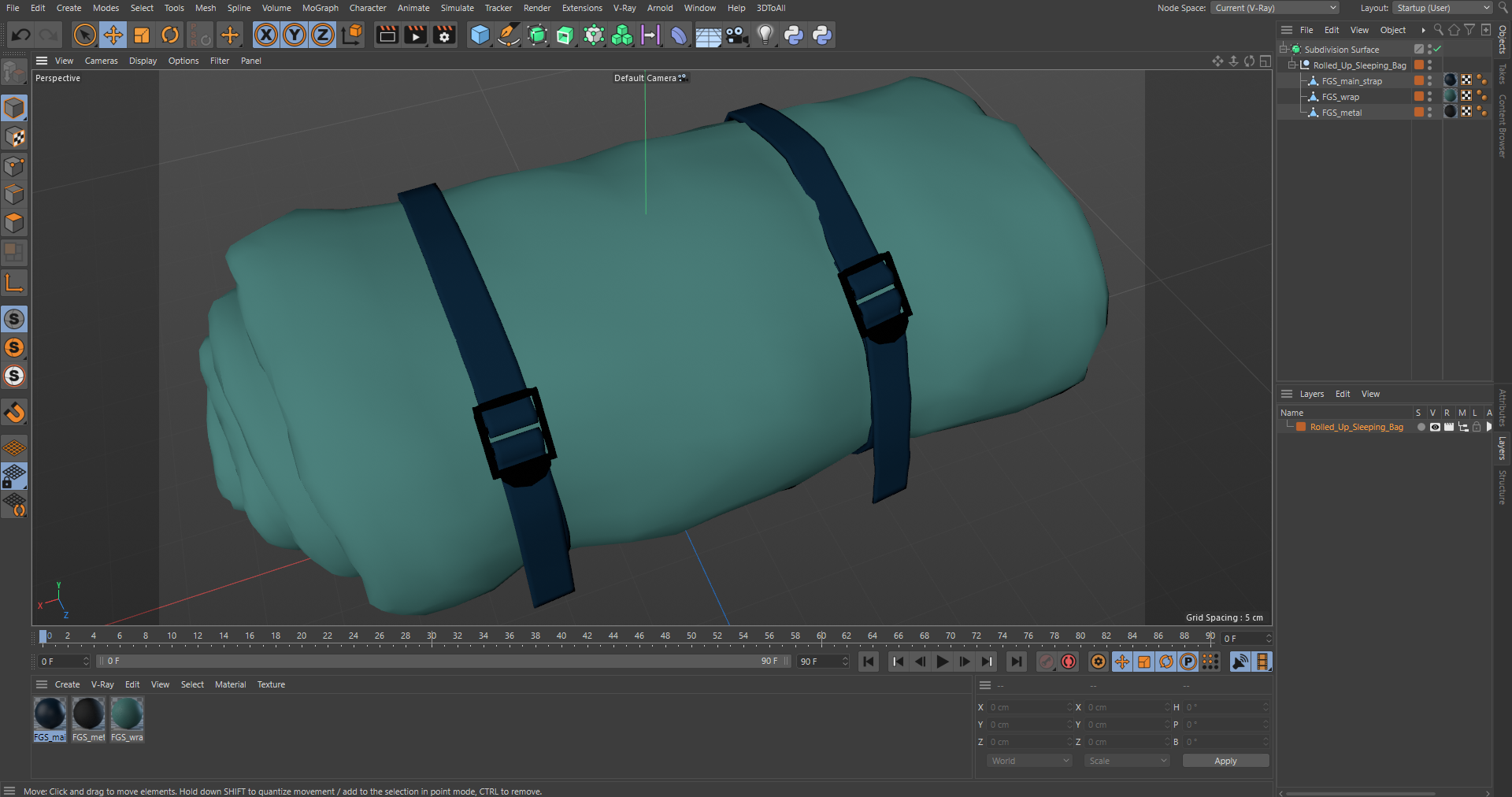 Rolled Up Sleeping Bag 3D
