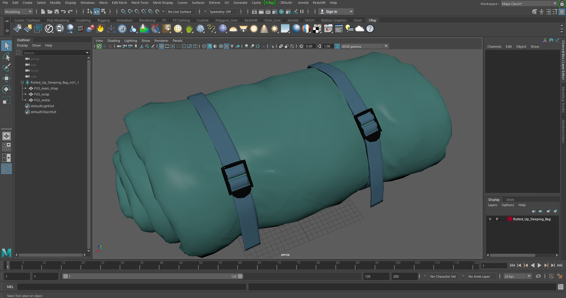 Rolled Up Sleeping Bag 3D