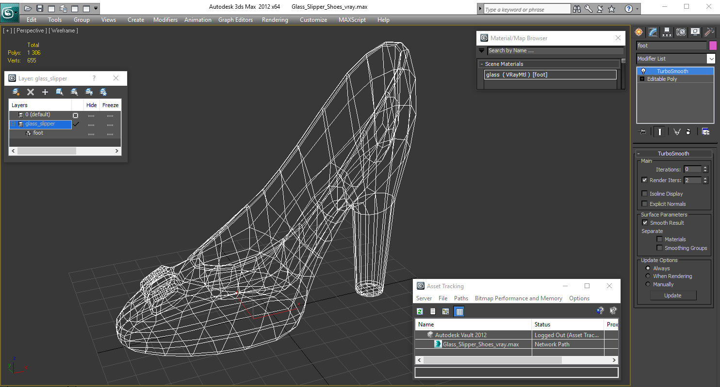 Glass Slipper Shoes 3D model