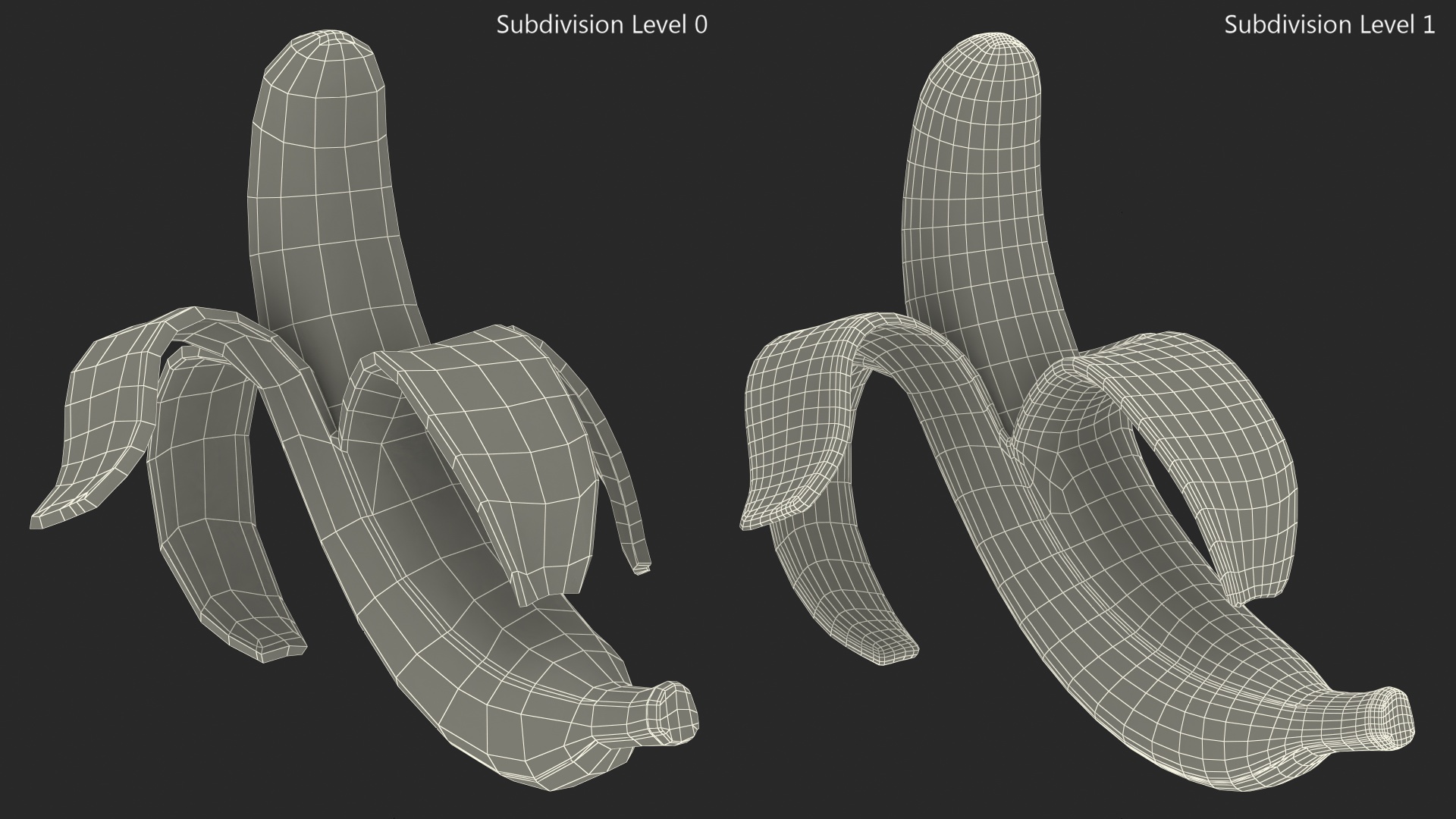 3D Banana Peeled model