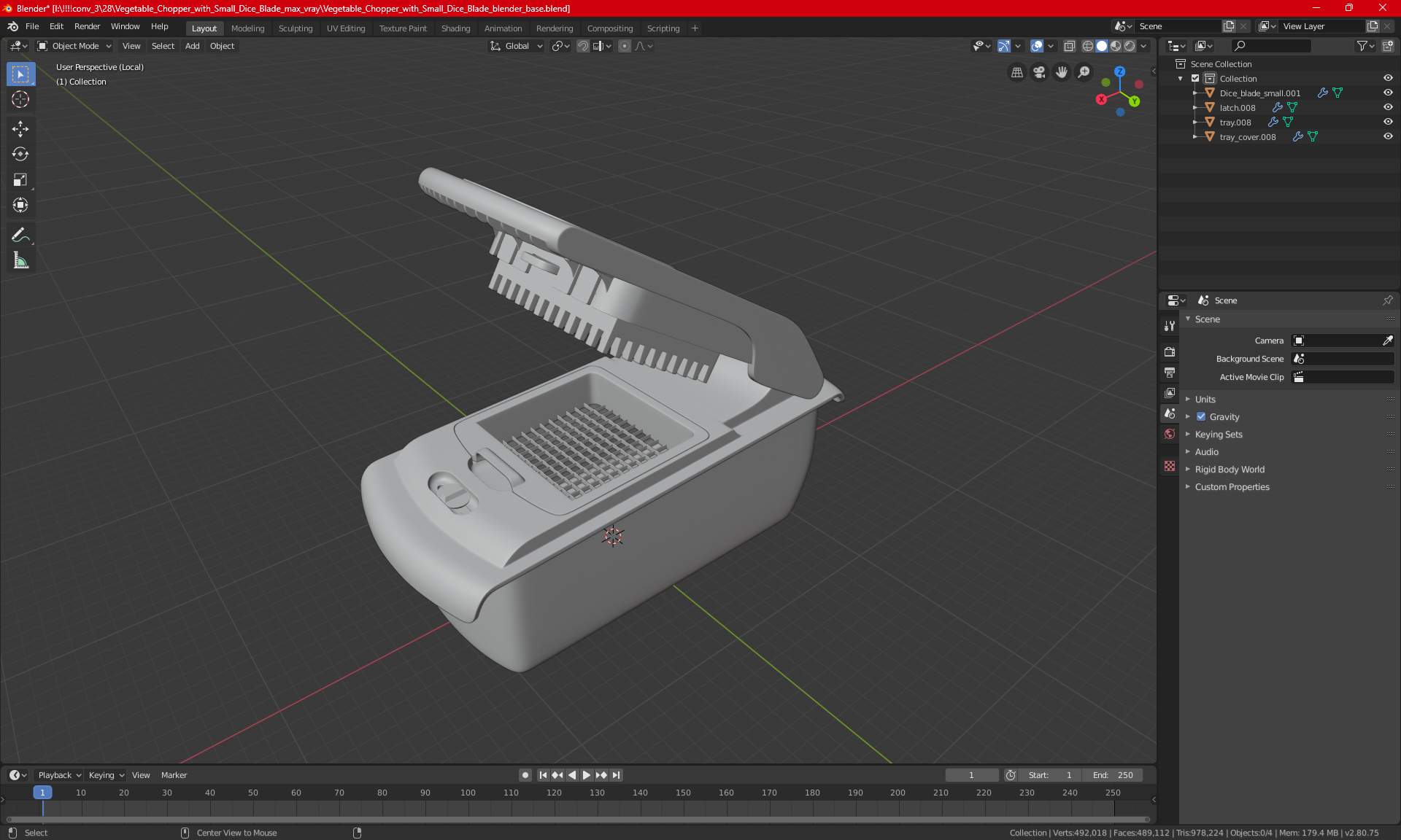 Vegetable Chopper with Small Dice Blade 3D model