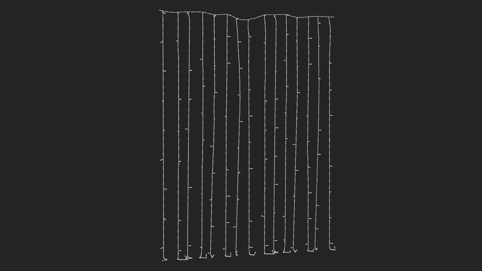 Curtain String LED Lights Yellow 3D