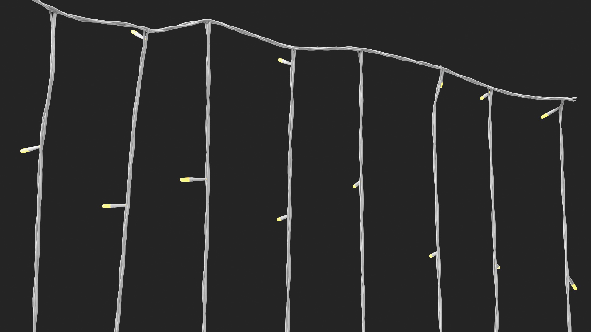 Curtain String LED Lights Yellow 3D