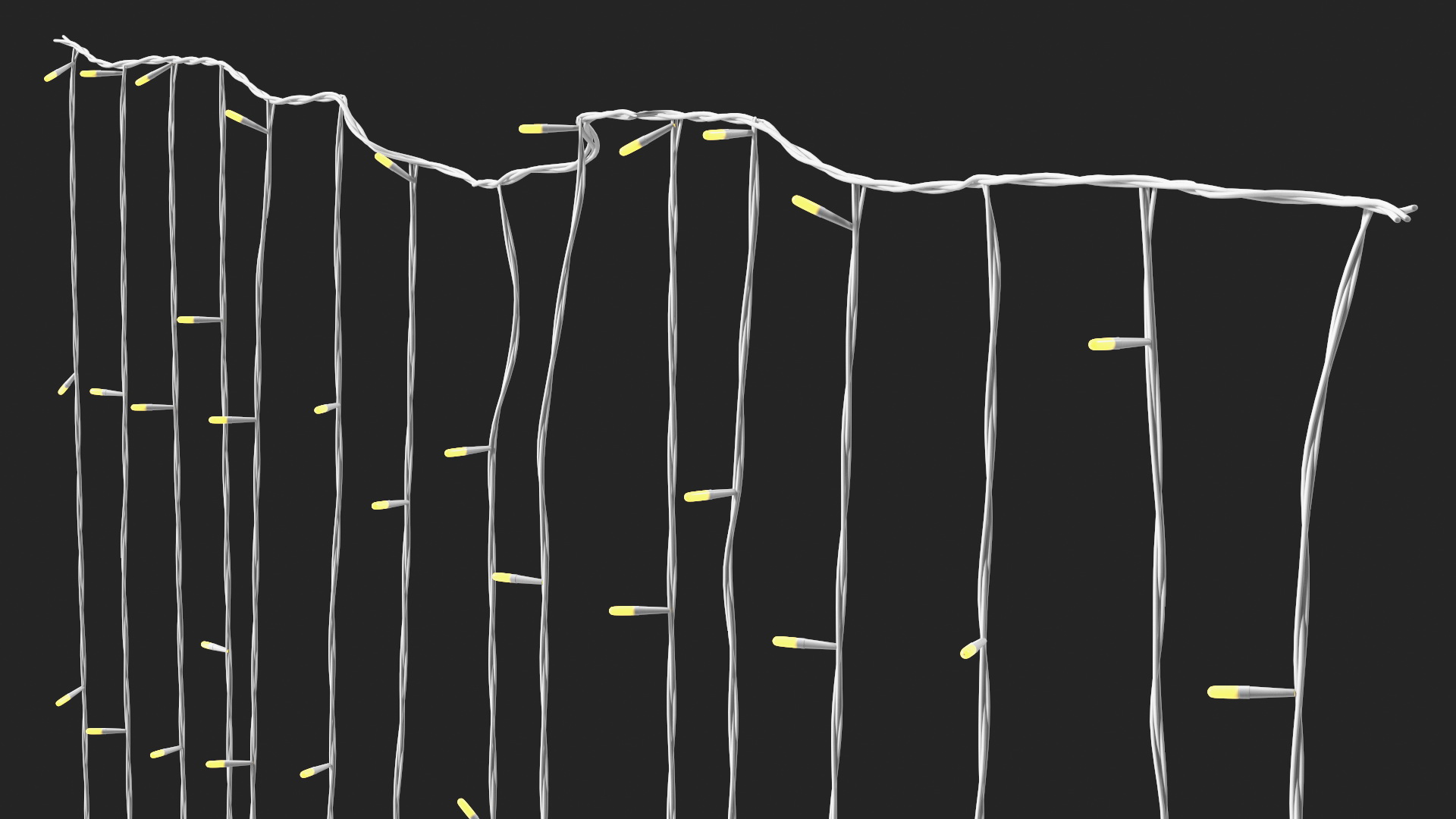 Curtain String LED Lights Yellow 3D