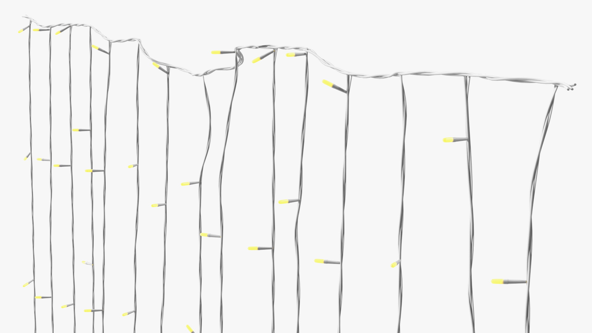 Curtain String LED Lights Yellow 3D