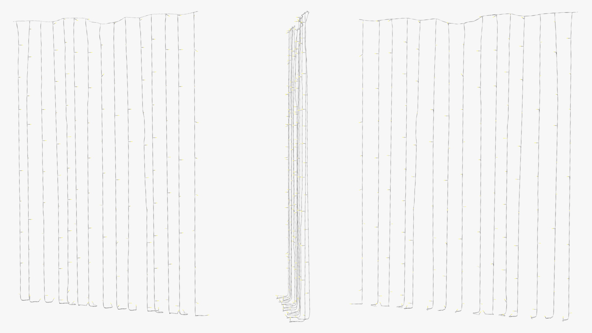 Curtain String LED Lights Yellow 3D