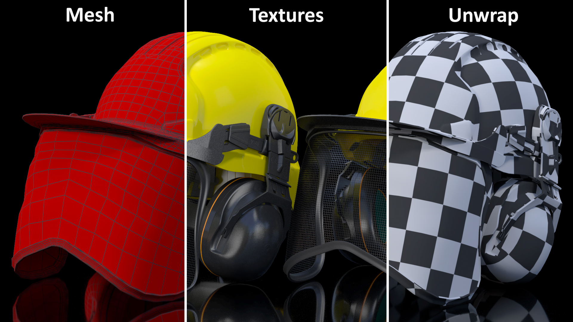 3D Yellow Orange Helmet Protect Head model
