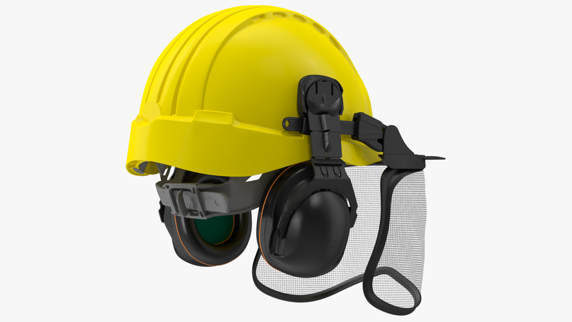 3D Yellow Orange Helmet Protect Head model