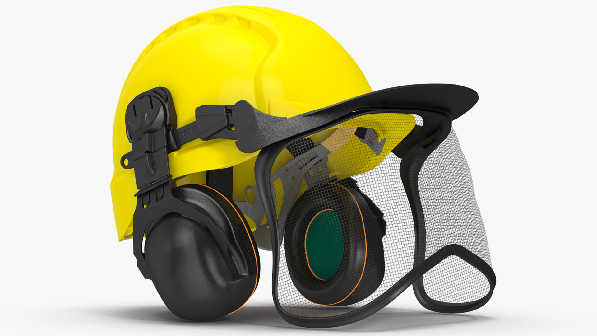 3D Yellow Orange Helmet Protect Head model