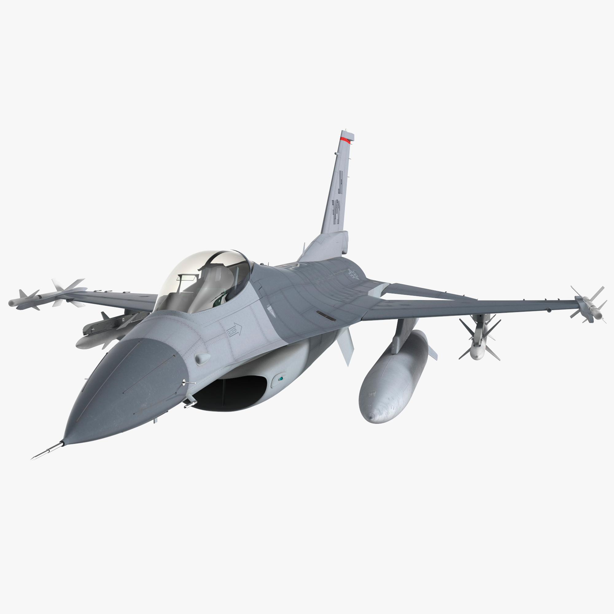 3D Fighter F-16 with Missile Launcher LAU-129 Rigged for Maya model