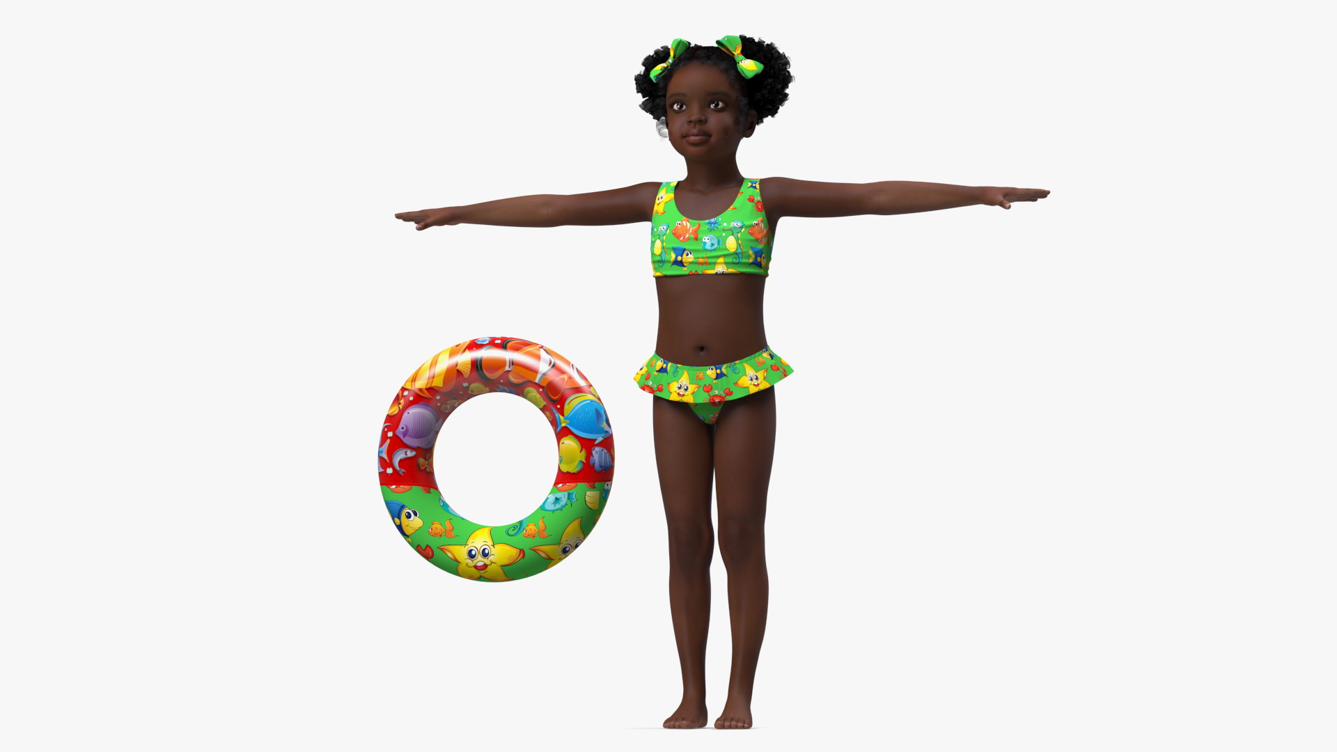 Black Child Girl Beach Style Rigged for Modo 3D model