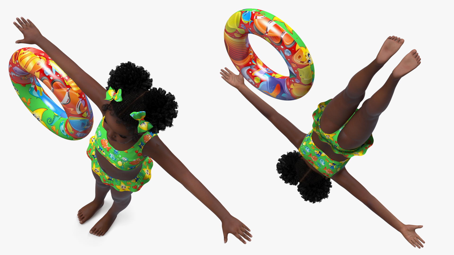 Black Child Girl Beach Style Rigged for Modo 3D model