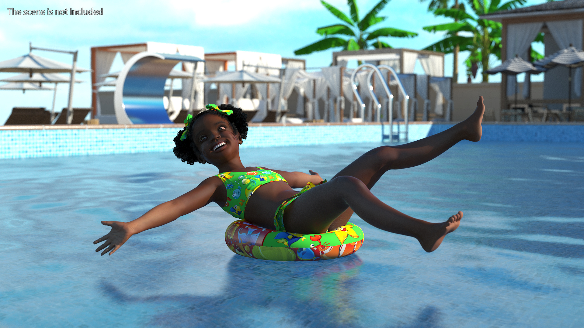 Black Child Girl Beach Style Rigged for Modo 3D model