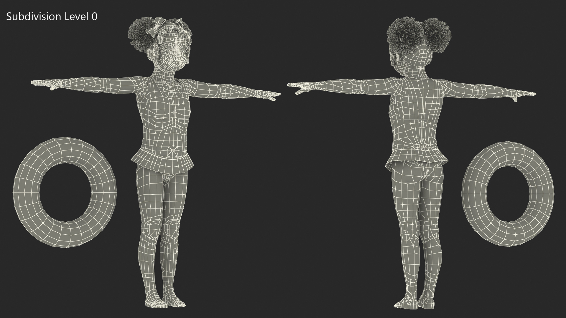 Black Child Girl Beach Style Rigged for Modo 3D model