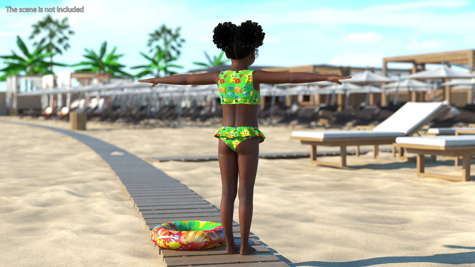 Black Child Girl Beach Style Rigged for Modo 3D model