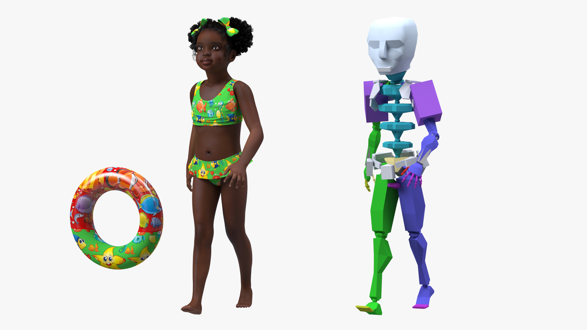 Black Child Girl Beach Style Rigged for Modo 3D model