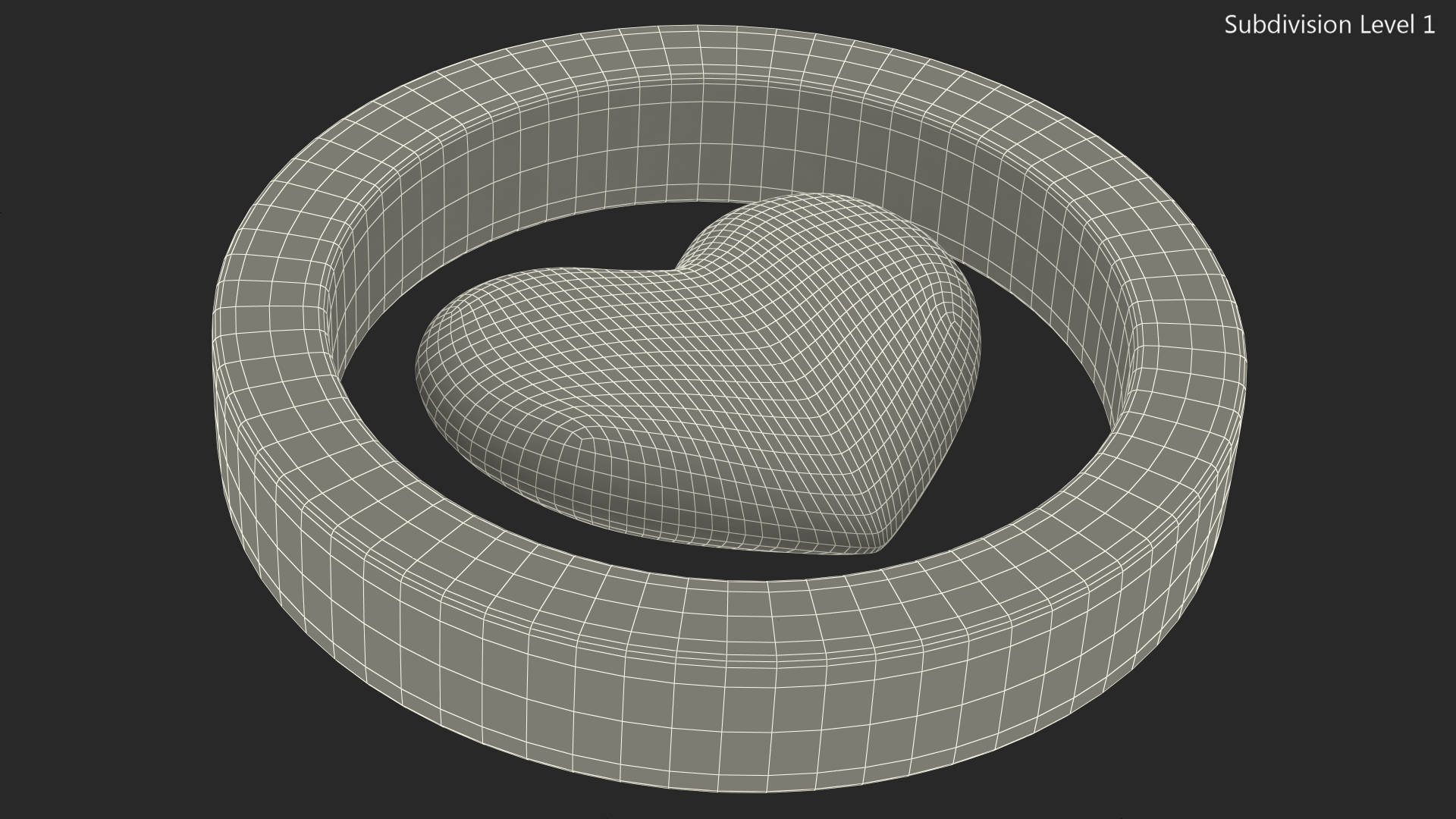 Red Heart in Circle 3D model