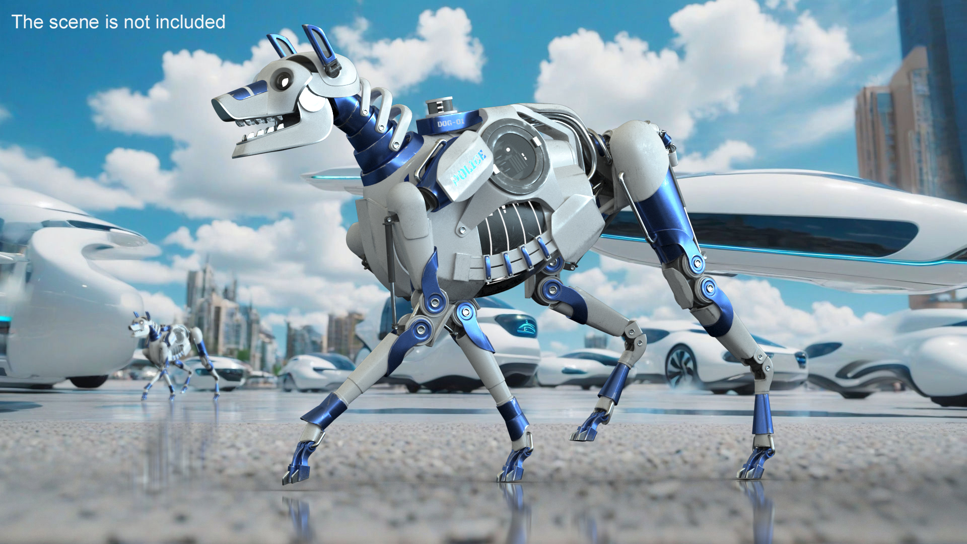 3D model Futuristic Police Robot Dog Walking Pose