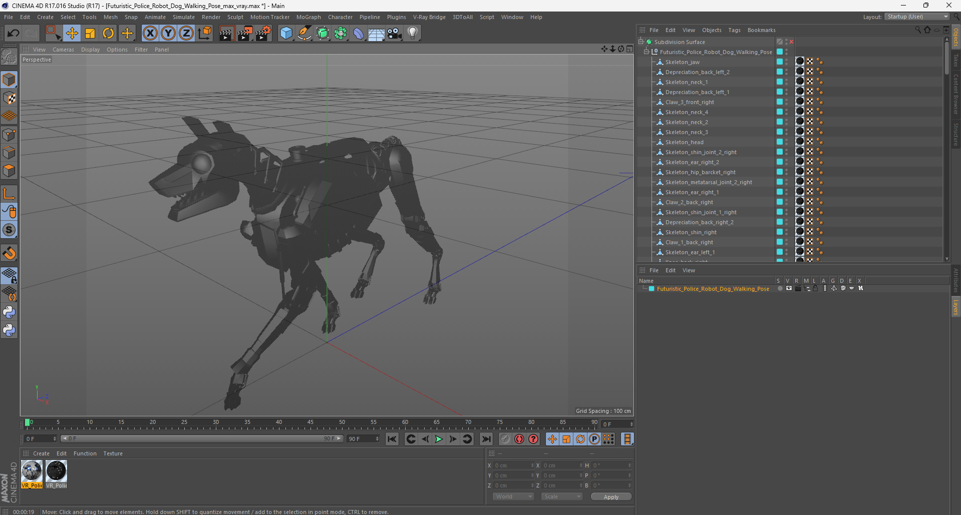 3D model Futuristic Police Robot Dog Walking Pose