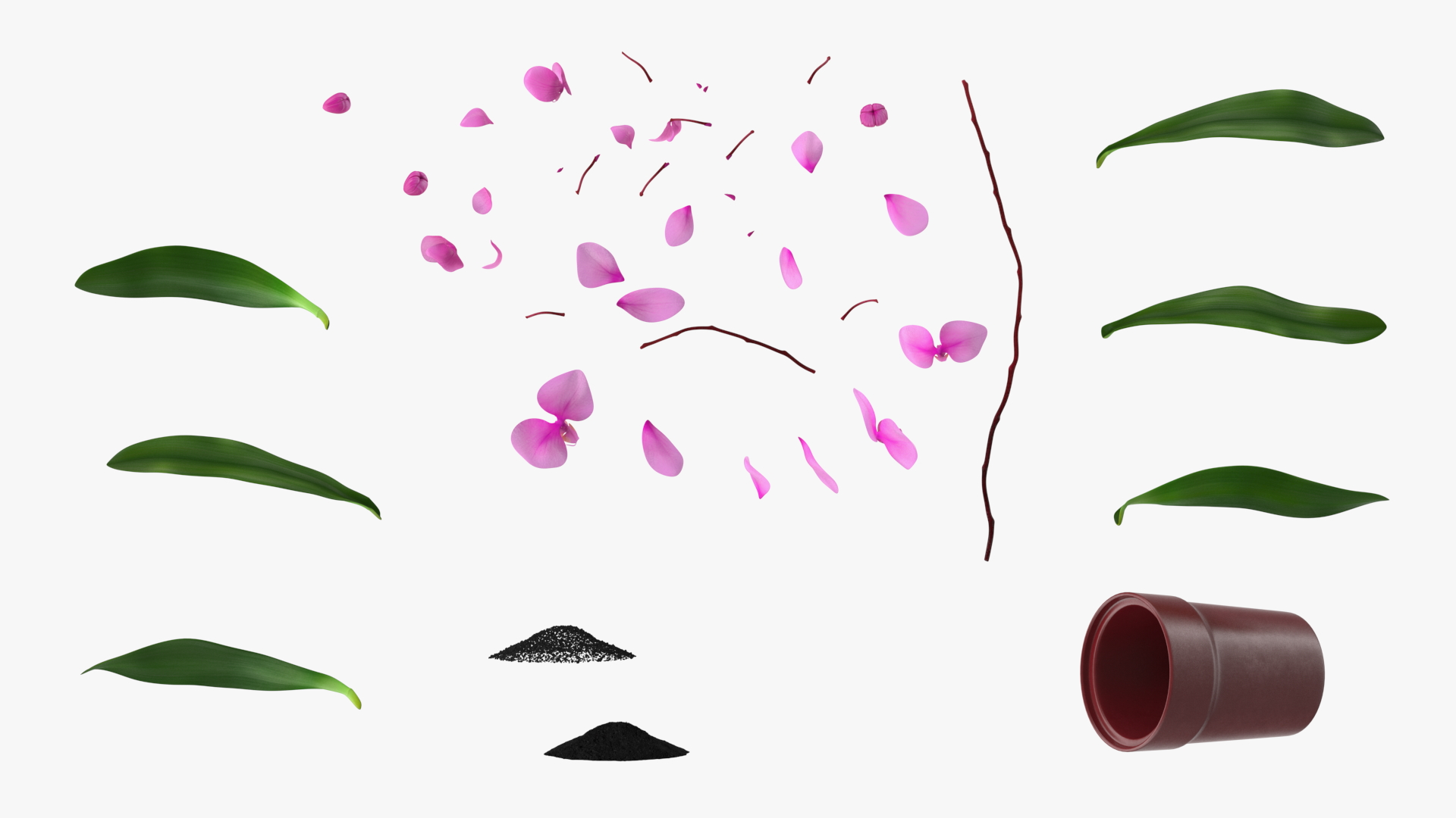 Pink Orchid in Red Pot 3D