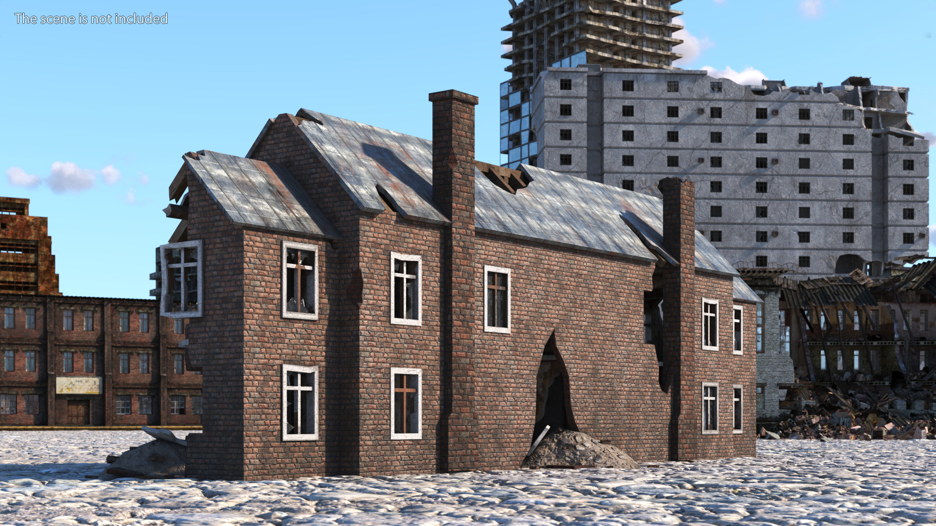 3D Destroyed Building Family House