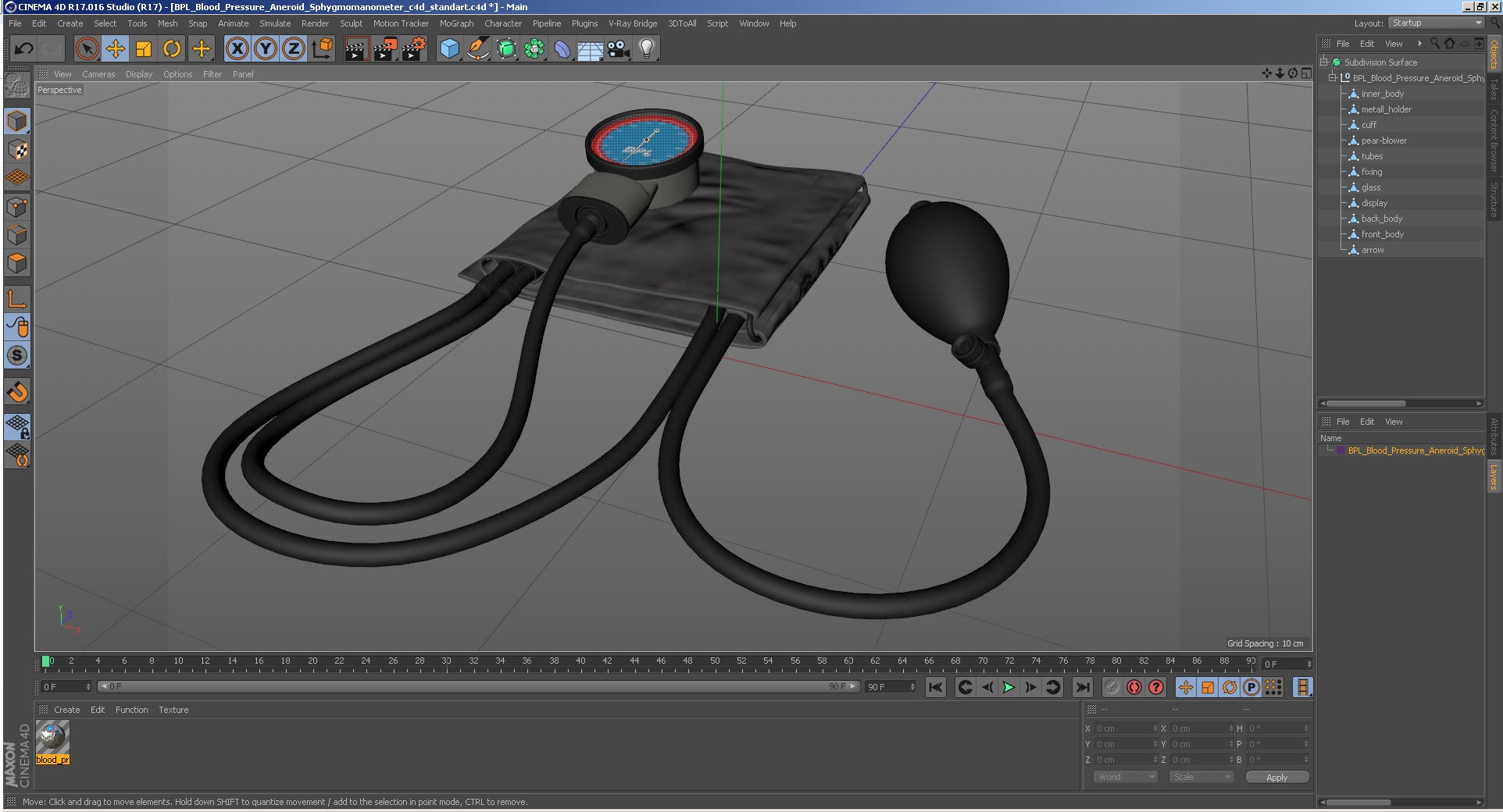3D BPL Blood Pressure Aneroid Sphygmomanometer model