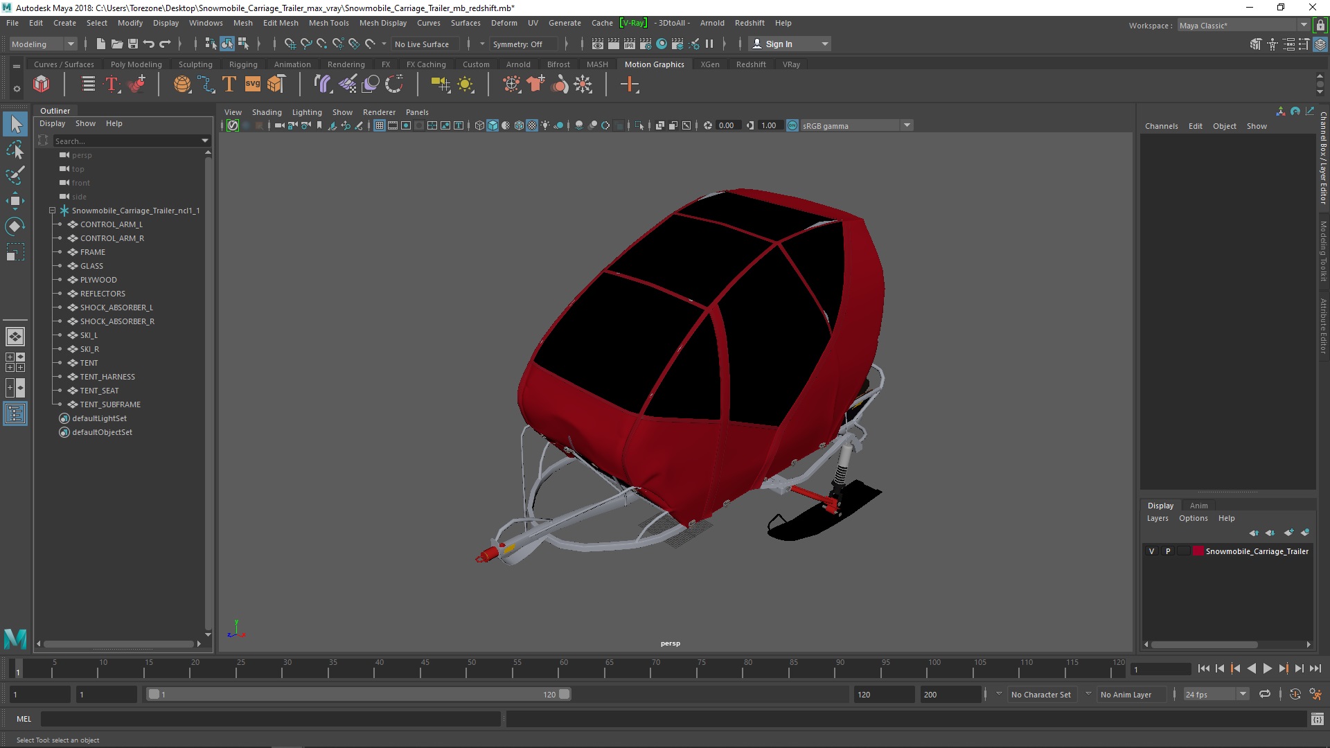 Snowmobile Carriage Trailer 3D