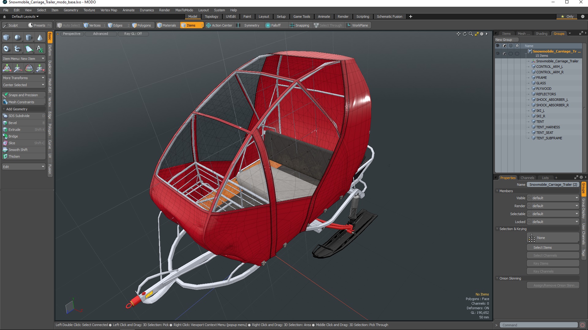 Snowmobile Carriage Trailer 3D