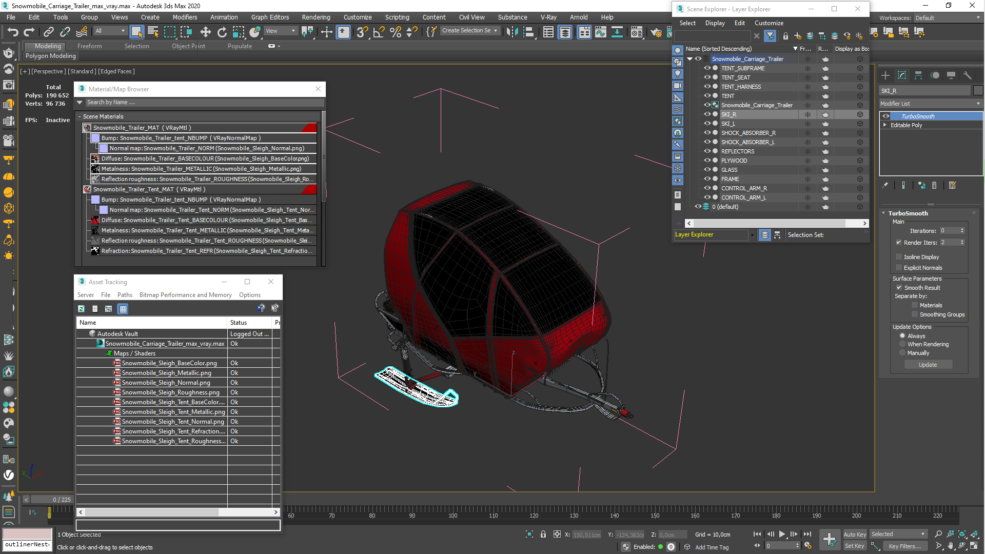 Snowmobile Carriage Trailer 3D