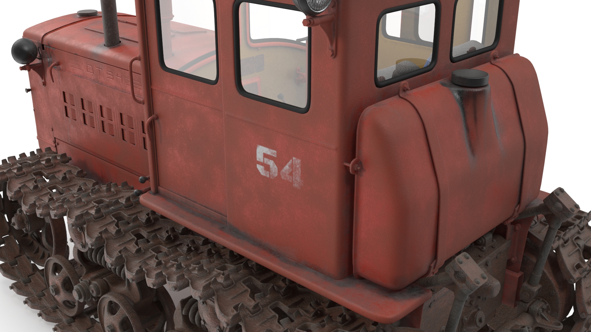 3D Old Soviet Crawler Tractor DT54 Rigged model