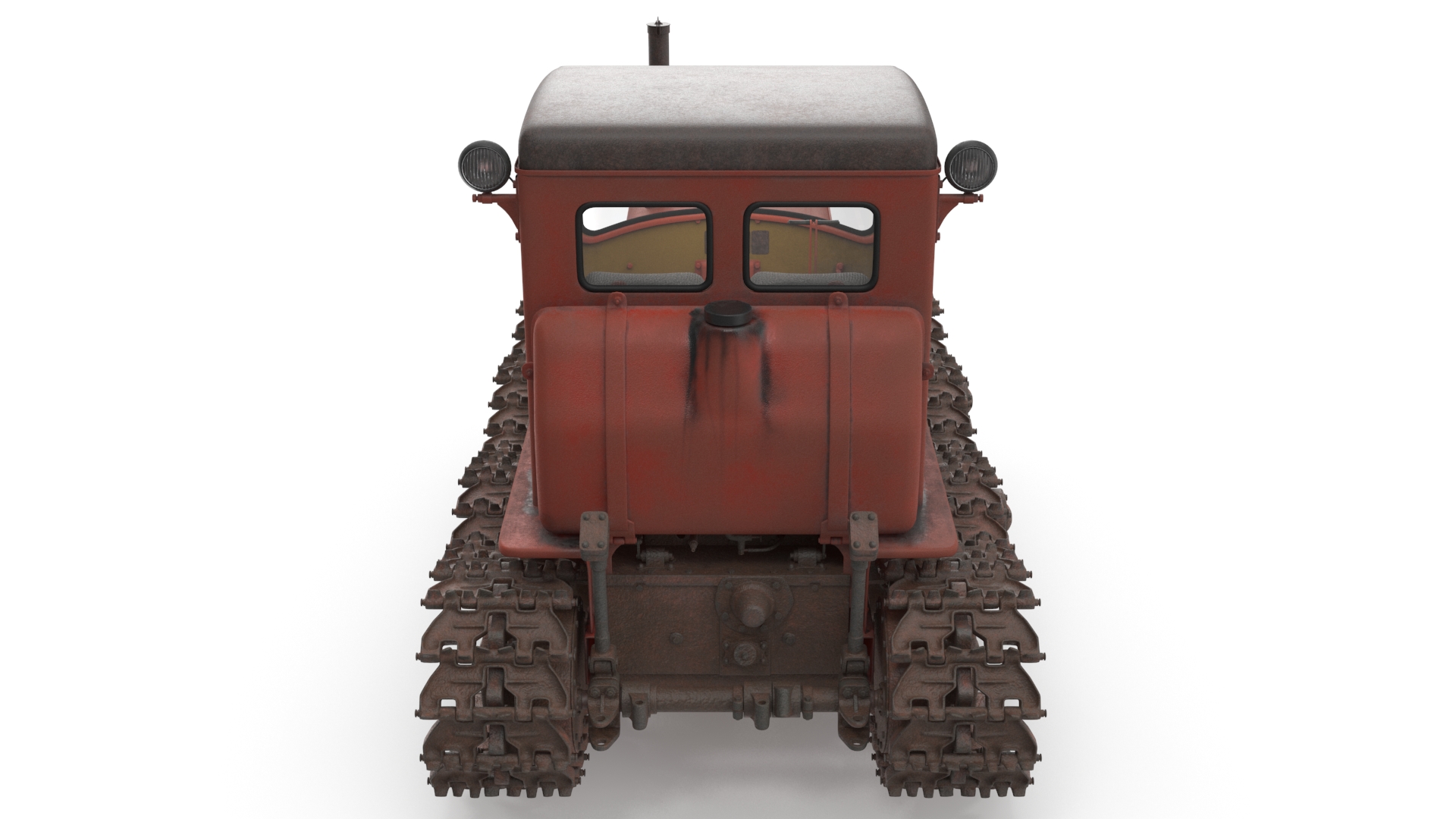 3D Old Soviet Crawler Tractor DT54 Rigged model