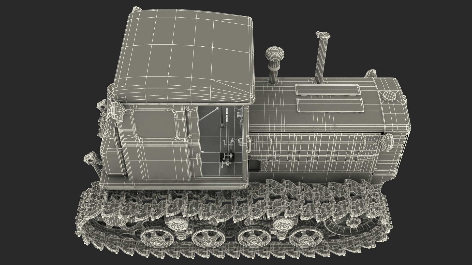 3D Old Soviet Crawler Tractor DT54 Rigged model