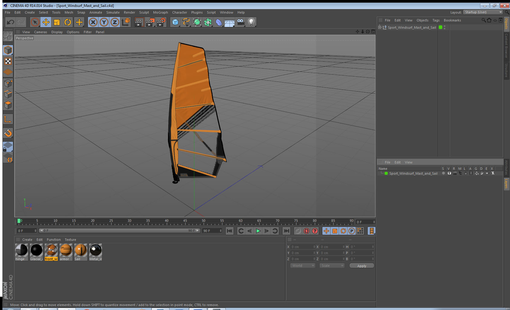 3D Sport Windsurf Mast and Sail model