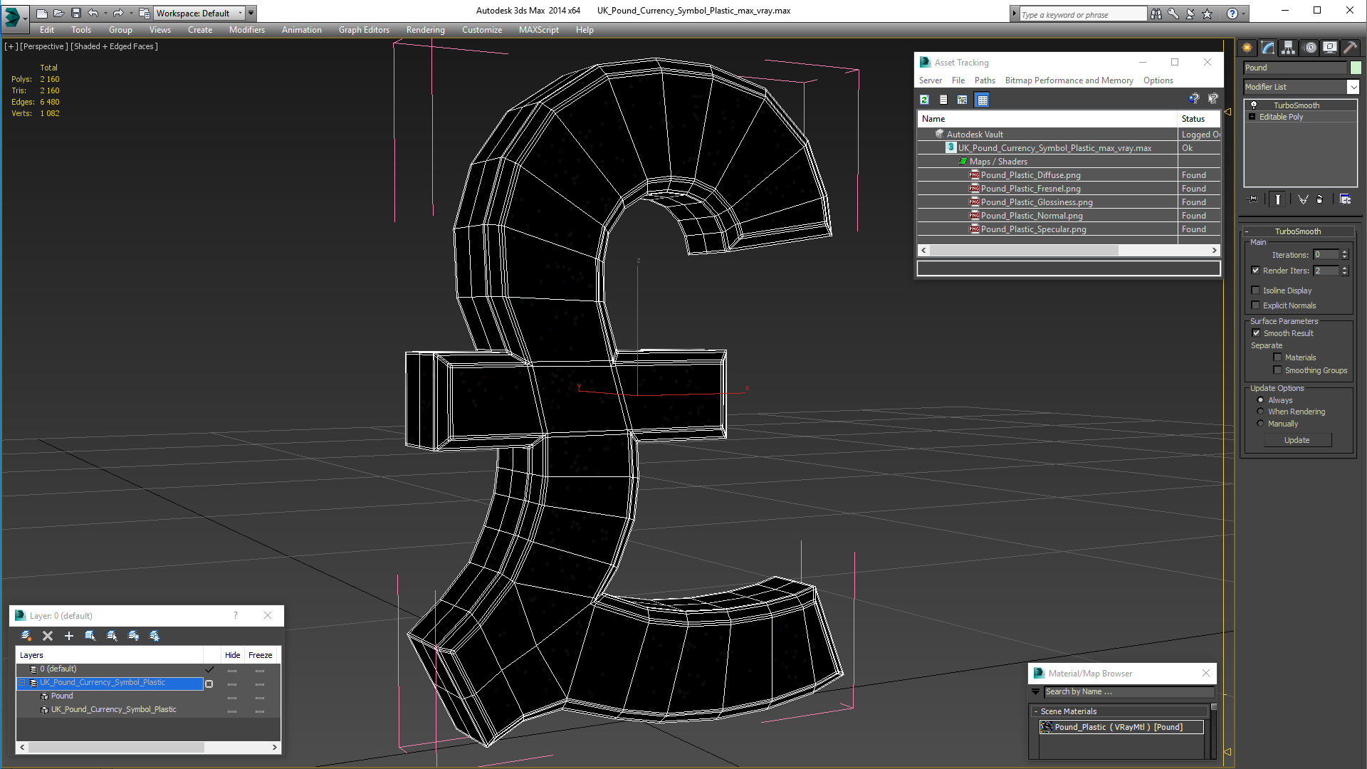 UK Pound Currency Symbol Plastic 3D