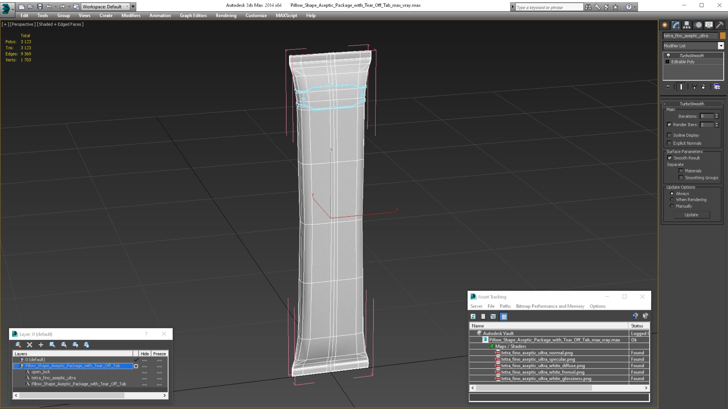 3D Pillow Shape Aseptic Package with Tear Off Tab