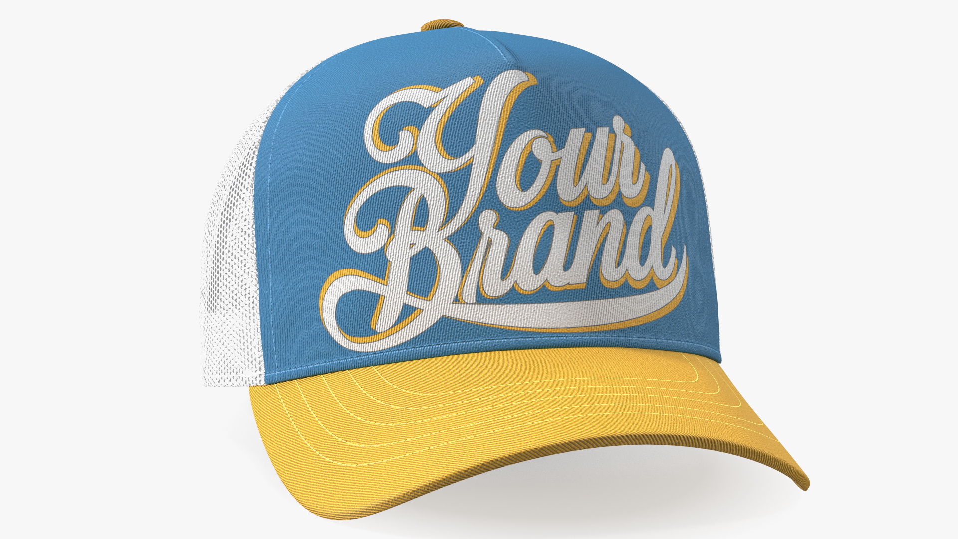 Trucker Cap Your Brand Yellow-Blue 3D model
