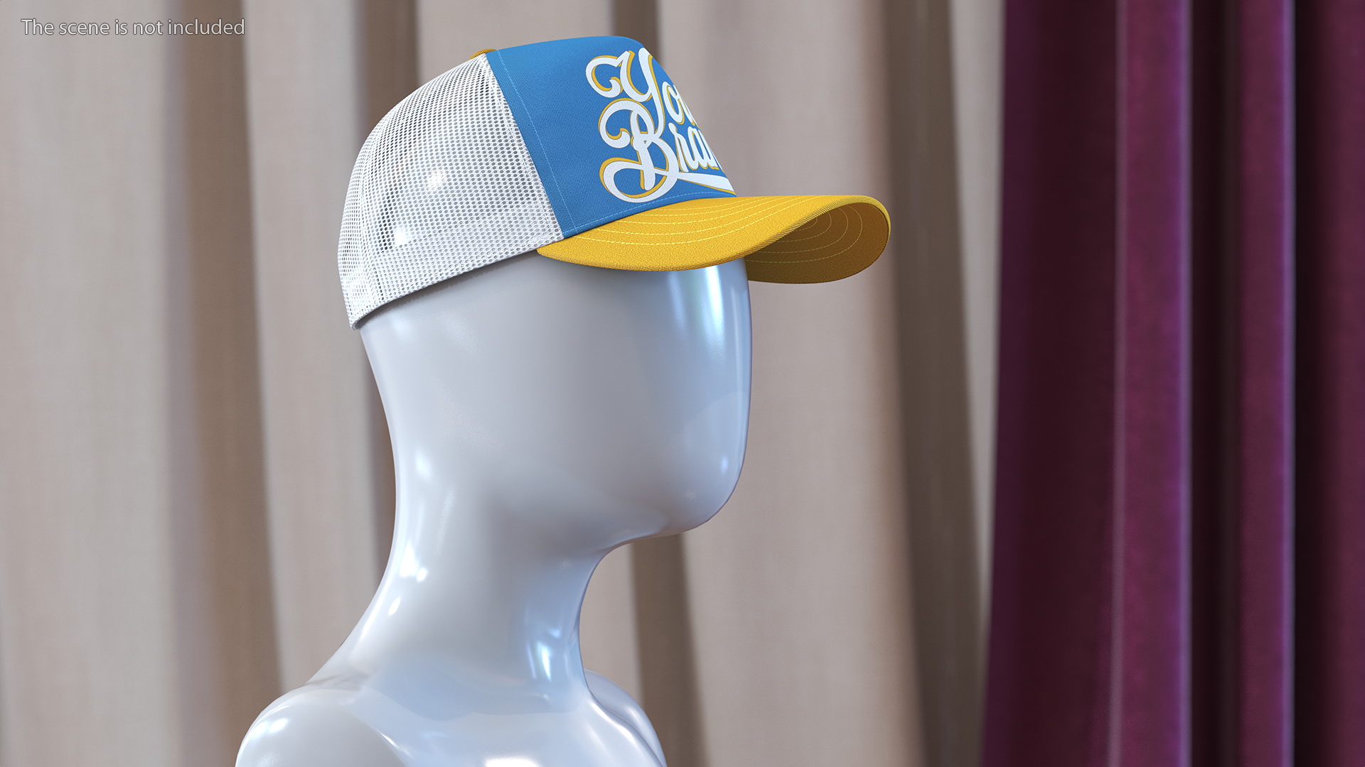 Trucker Cap Your Brand Yellow-Blue 3D model