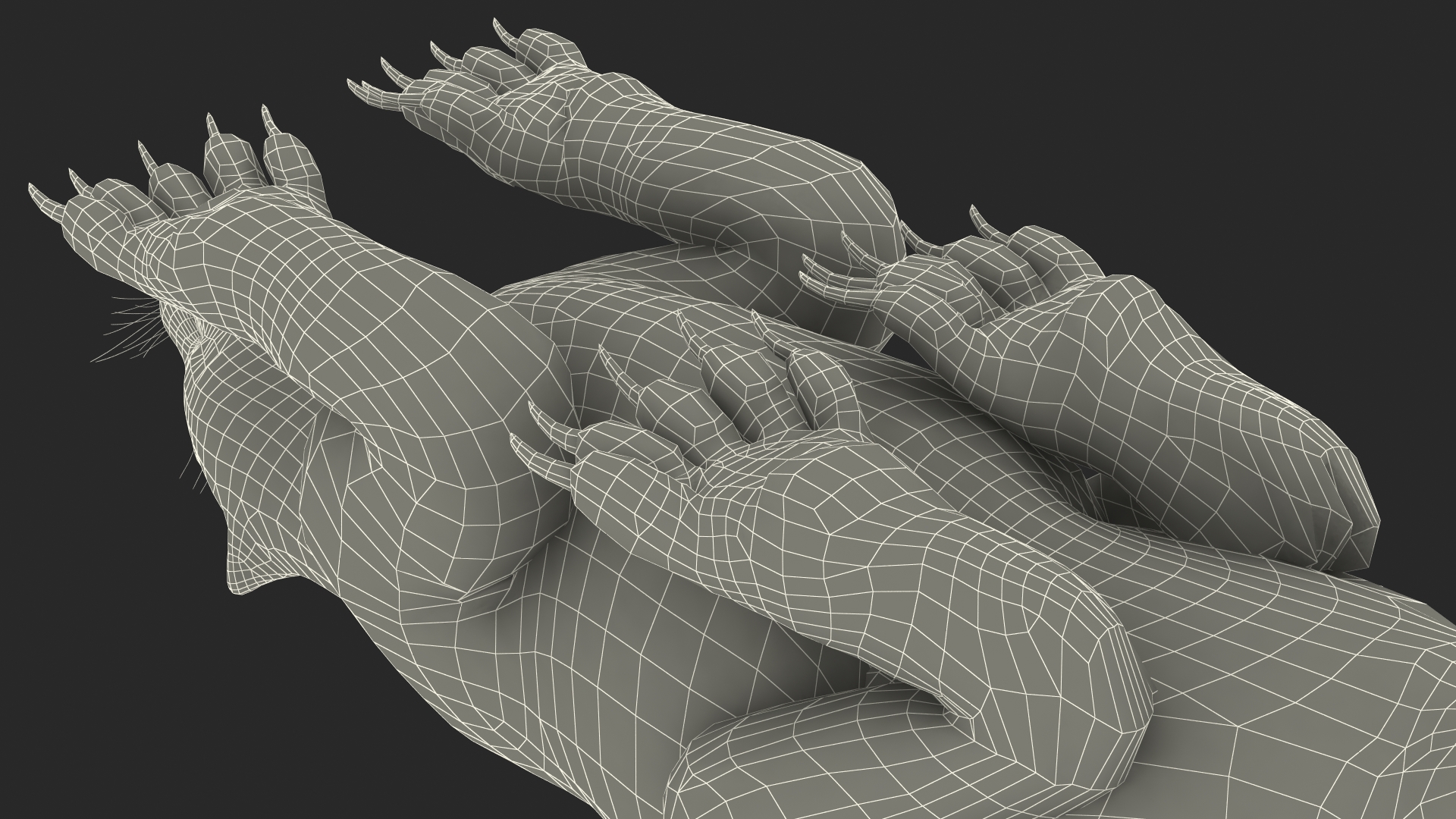 3D model Wolverine Dark Color Lying Down Pose Fur