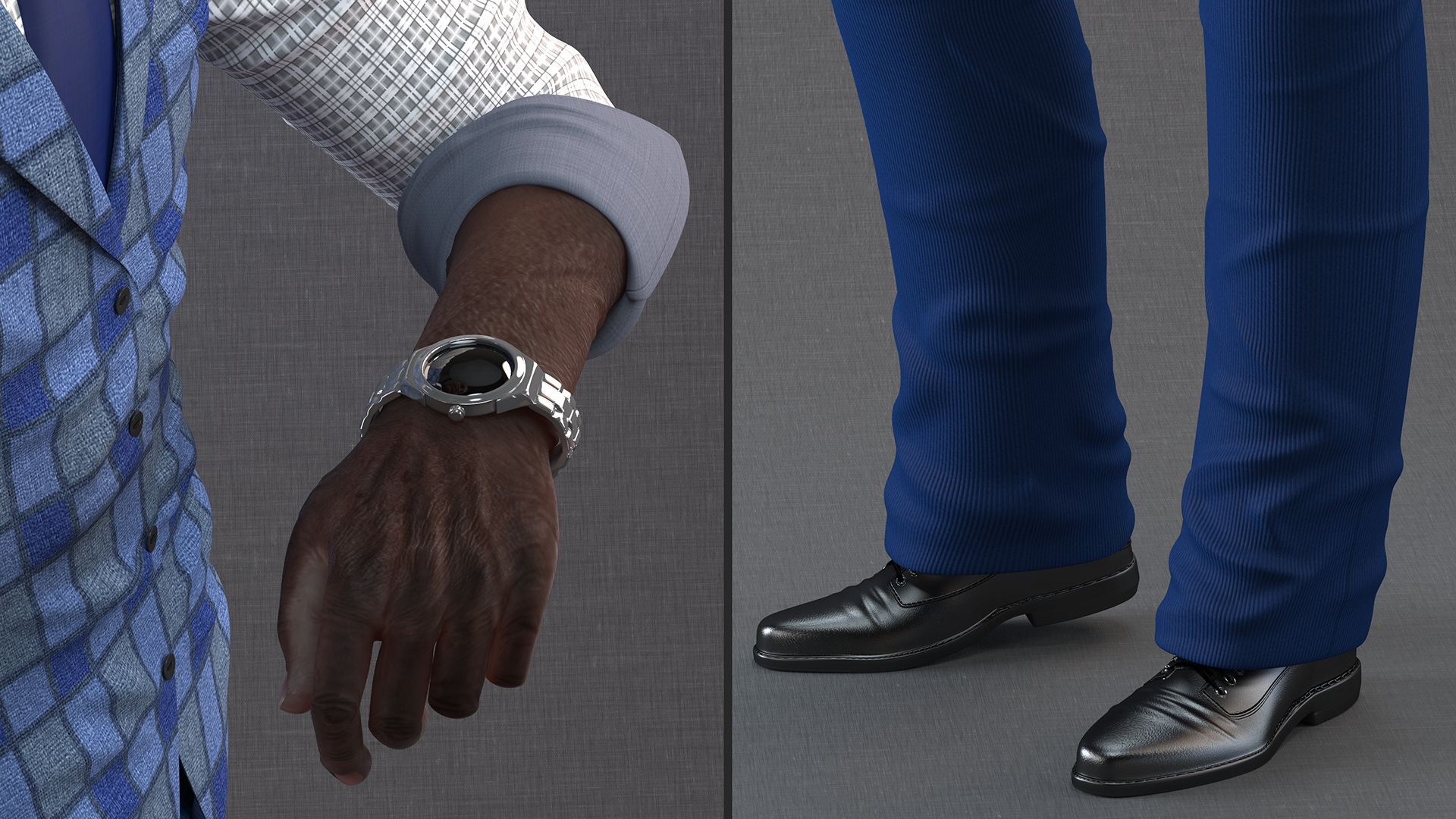 3D Afro American Old Gentleman Everyday Style Standing
