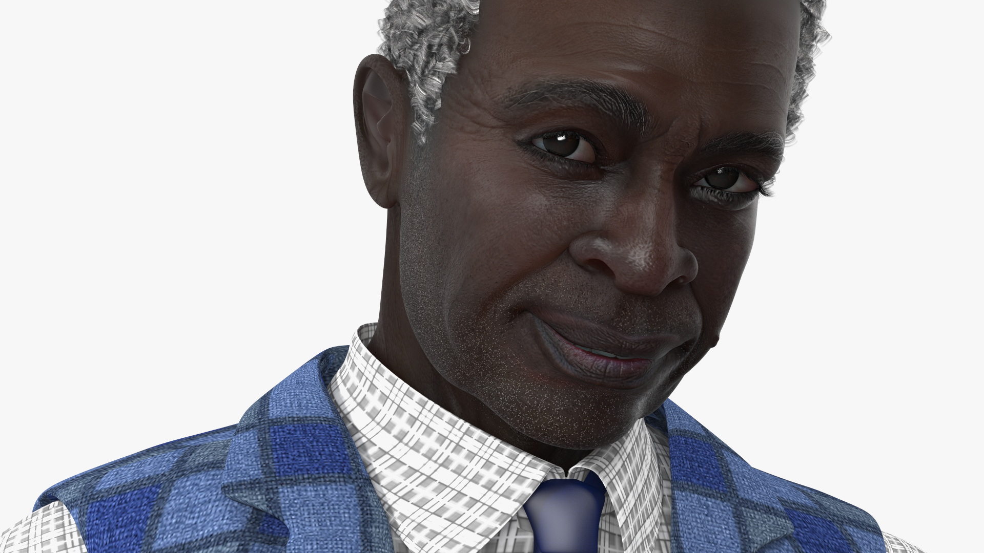 3D Afro American Old Gentleman Everyday Style Standing