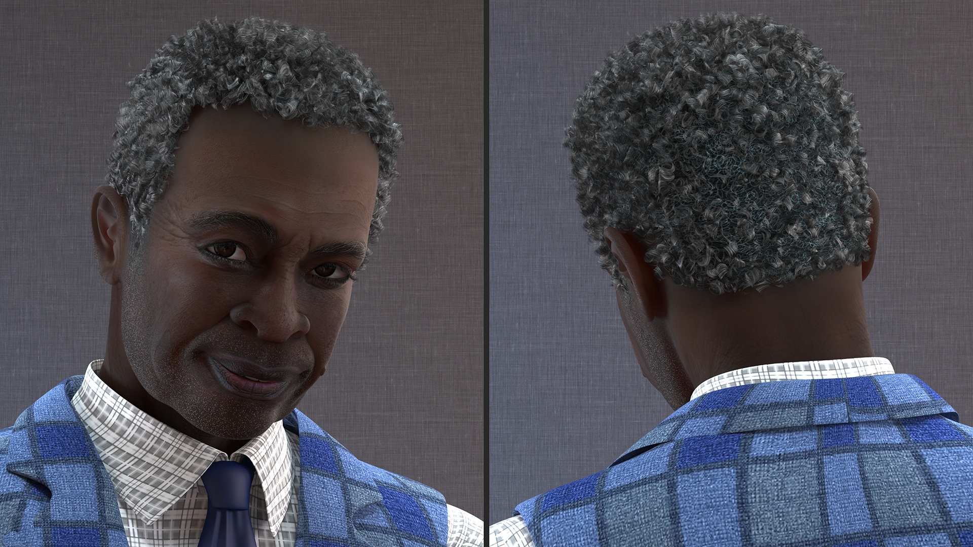 3D Afro American Old Gentleman Everyday Style Standing