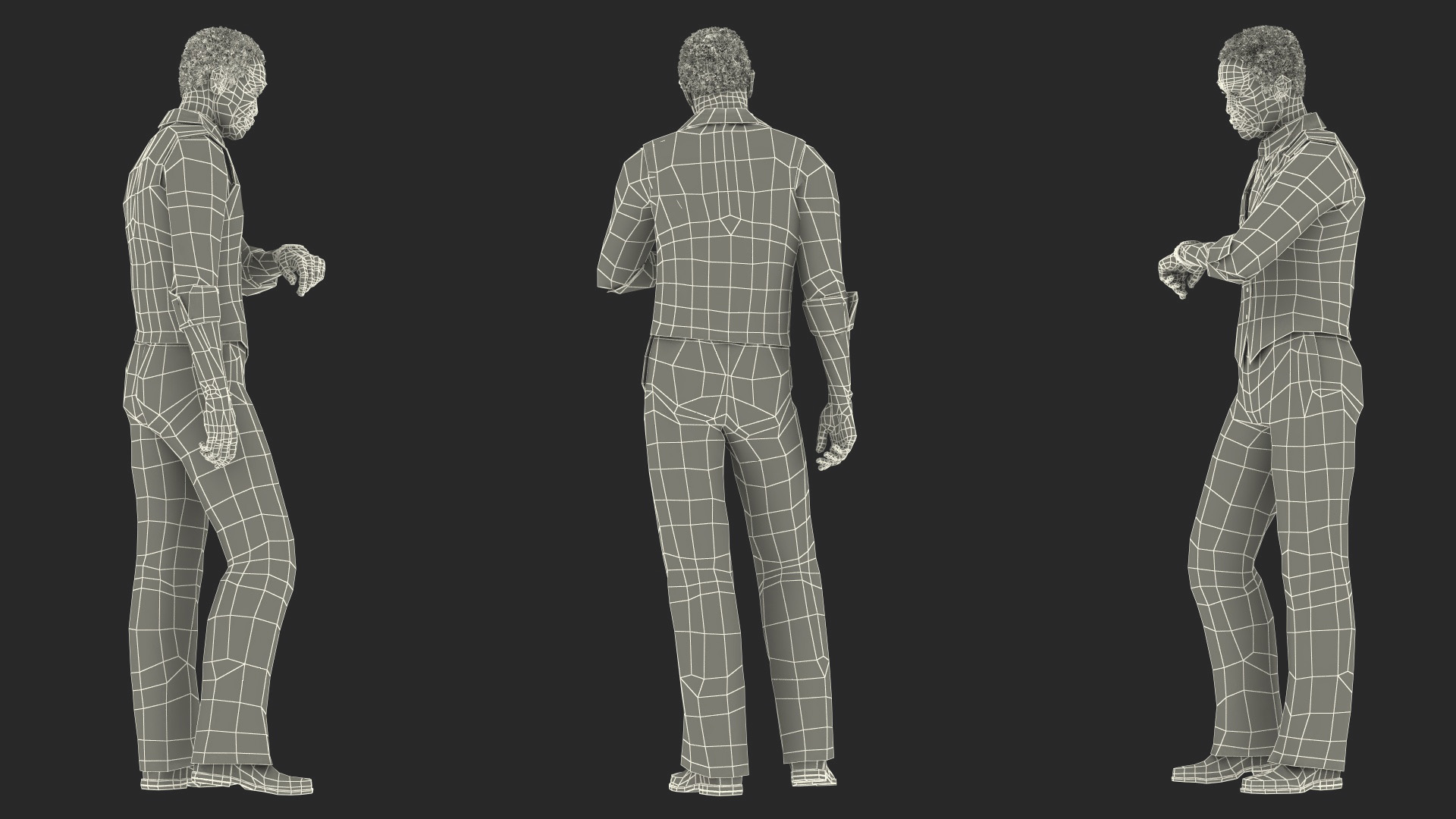 3D Afro American Old Gentleman Everyday Style Standing