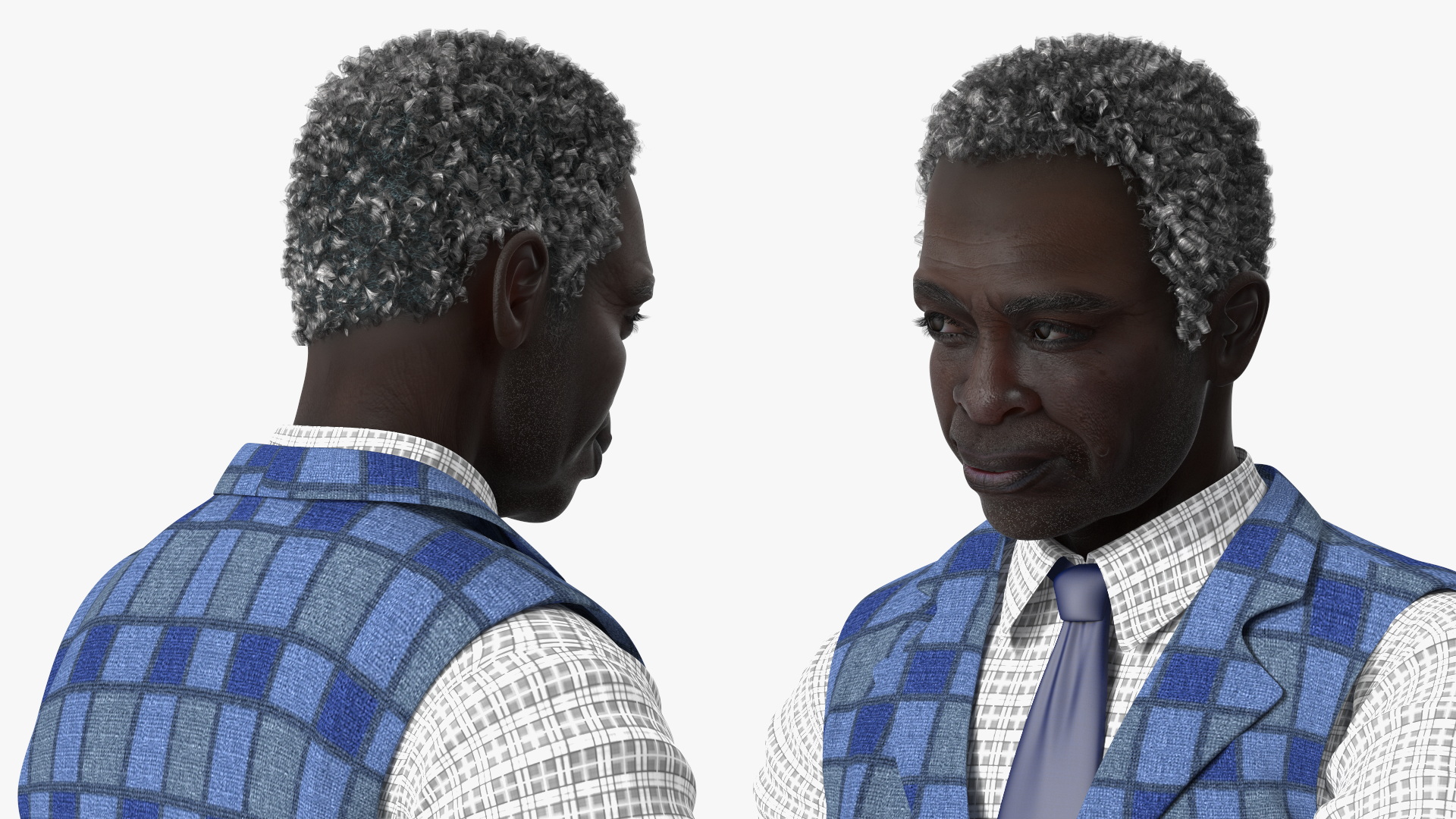 3D Afro American Old Gentleman Everyday Style Standing