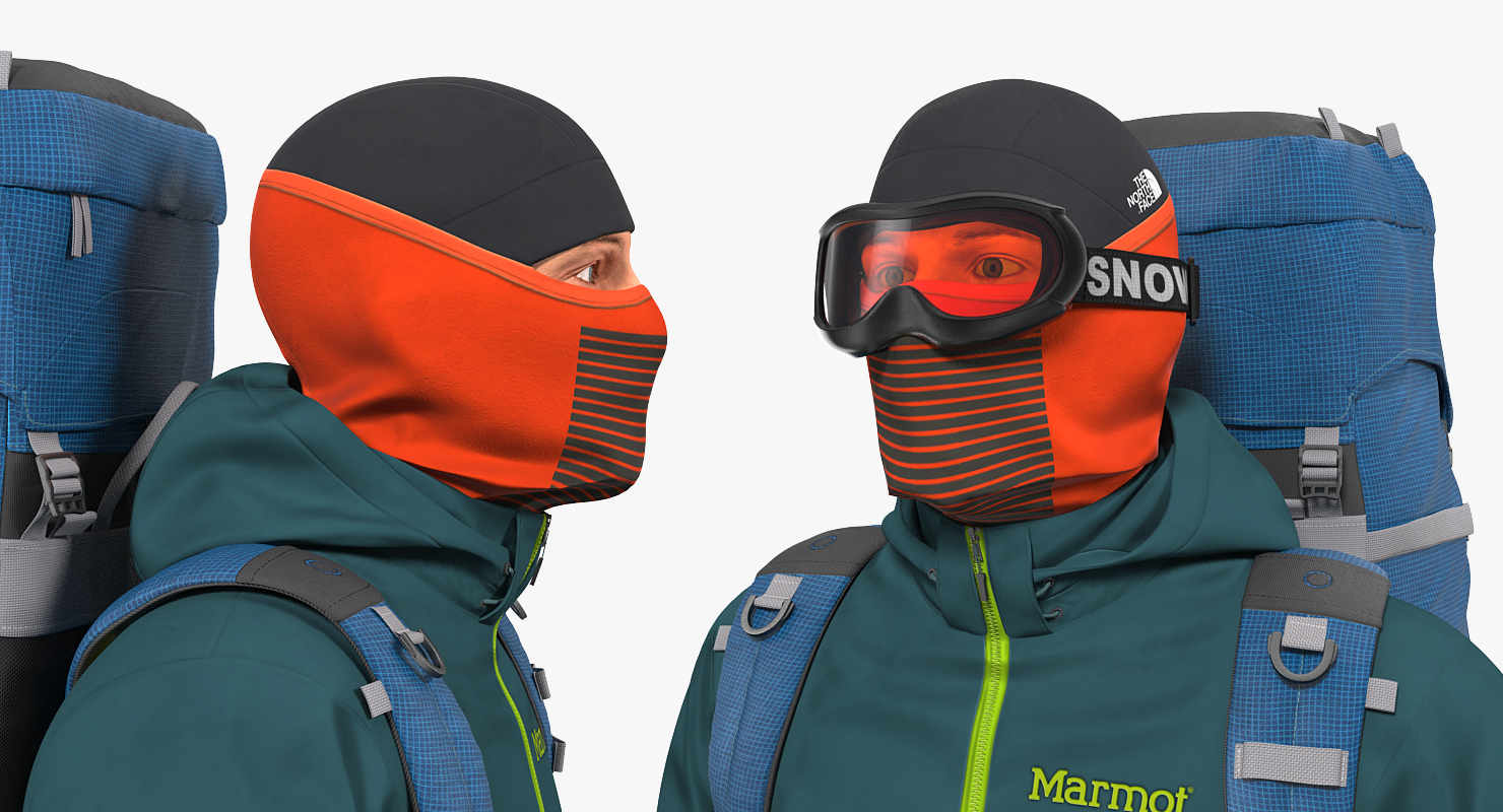 Man Traveler with Backpack Walking Pose 3D model