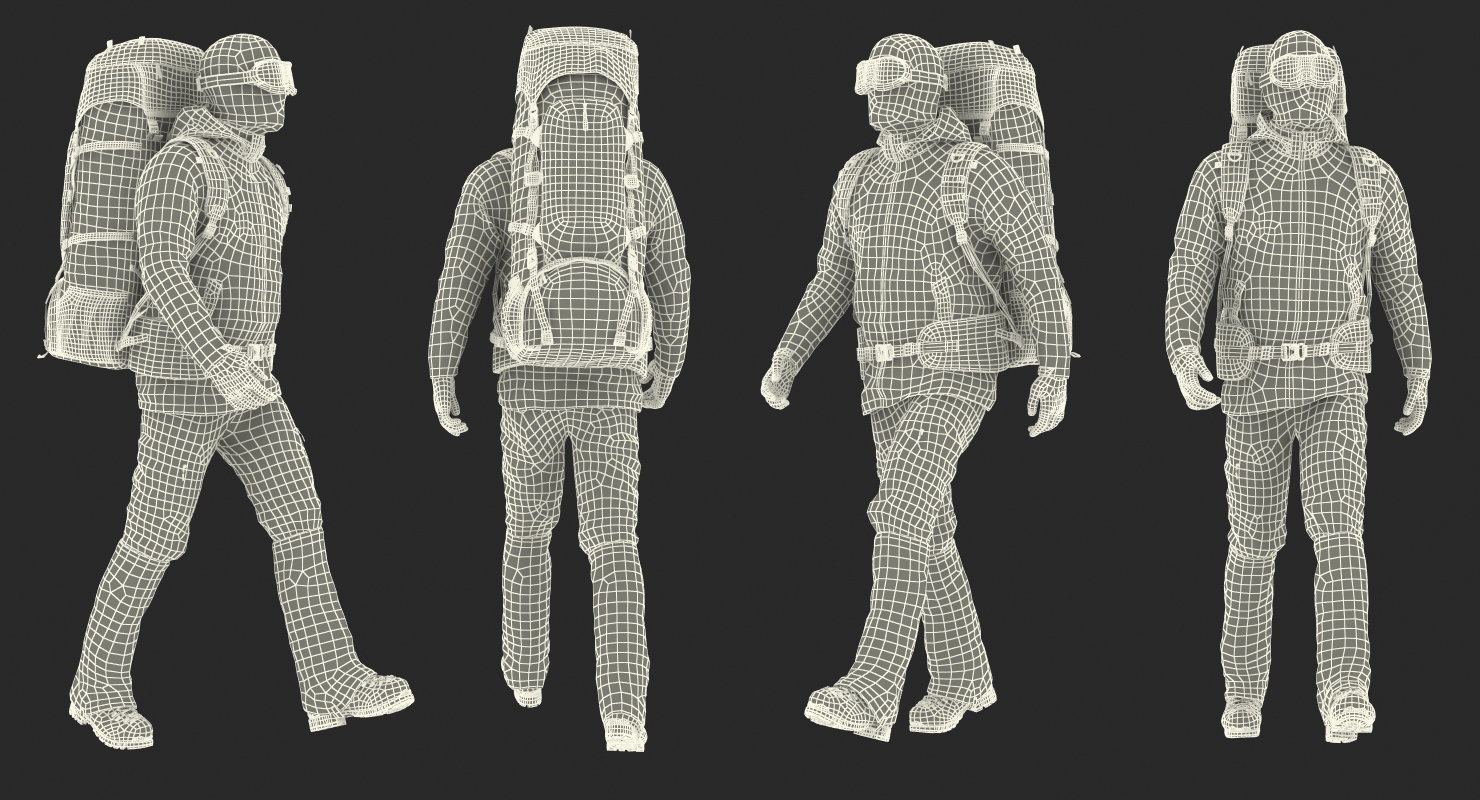 Man Traveler with Backpack Walking Pose 3D model