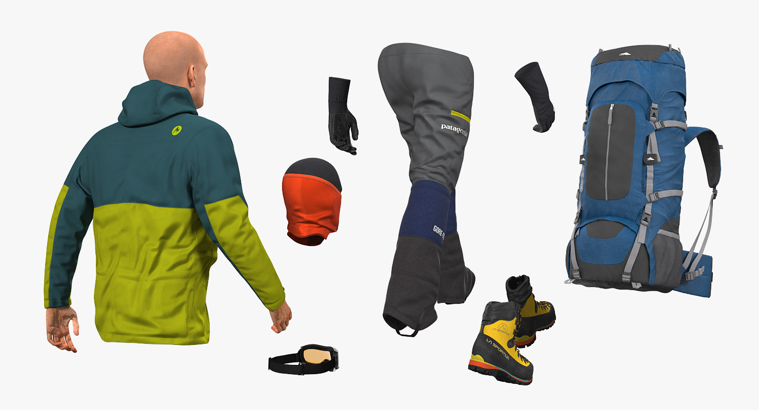 Man Traveler with Backpack Walking Pose 3D model