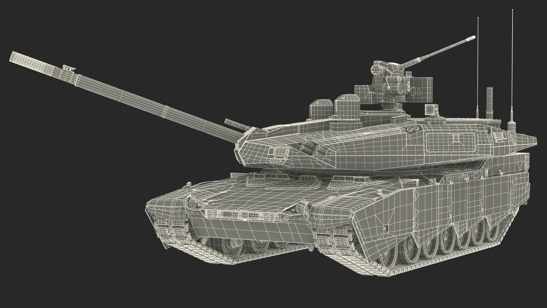 3D model Abrams X Tank Grey Rigged